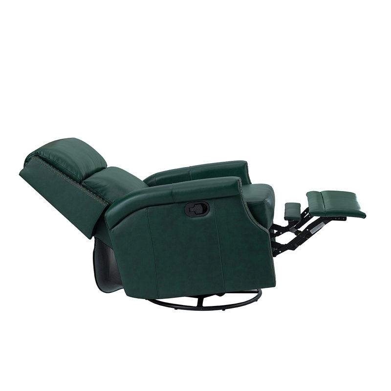 Manning 29.6" Wide Genuine Leather Manual Recliner, Green Genuine Leather