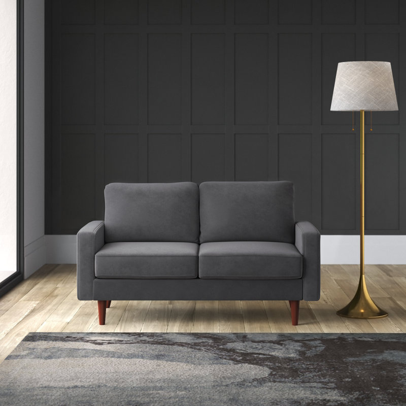 Markham Square Arm Sofa Loveseat, Gray Velvet, 33" H x 70" W x 32" D