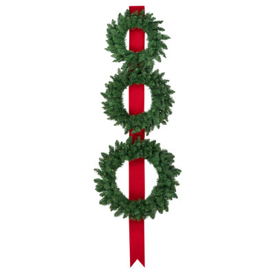 Décoration de Noël pré-éclairée à piles sur ruban rouge