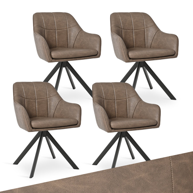 Upholstered Metal Upholstered Back Armchair, Dark Brown PU