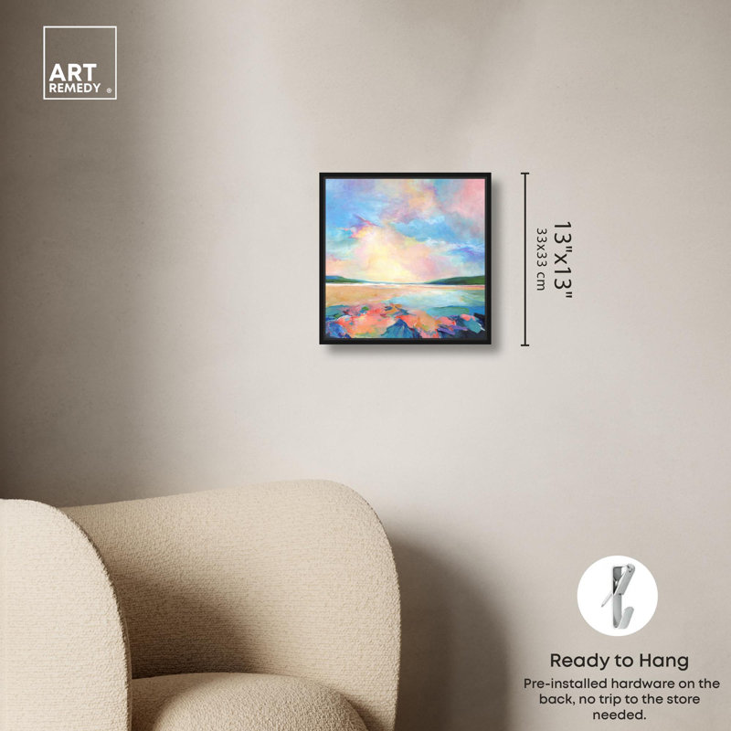 «Island Fiesta» par Art Remedy, H 13 po x l 13 po, Noir, Cadre flottant