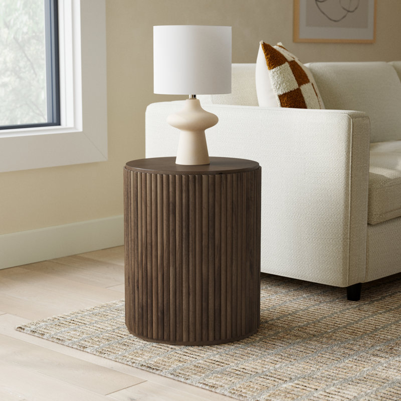 Chessa Solid Wood End Table, Dark Brown