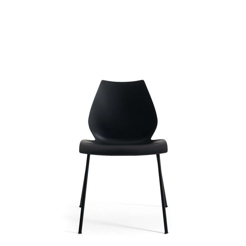Maui Chair by Vico Magistretti, Charcoal, Black Painted Steel