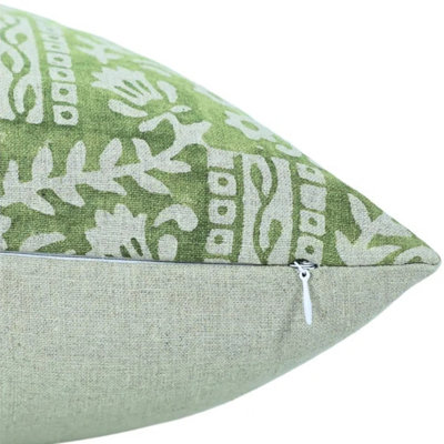 Housse de coussin en lin fabriquée à la main à motif de blocs Fabumine Mumtaj - 18 x 18 pouces