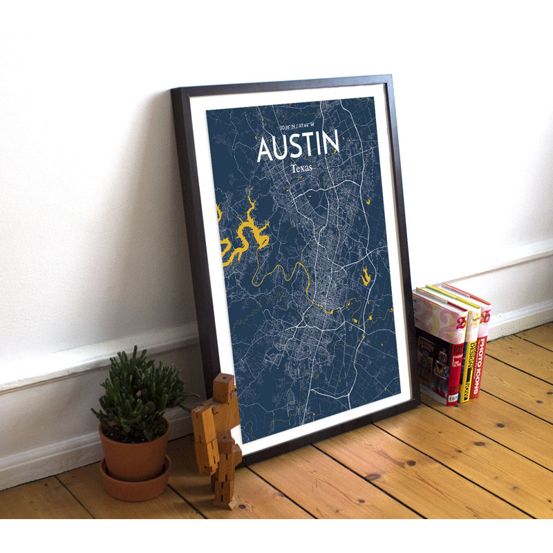 Austin City Map - No Frame Print, 50.8cm H x 40.6cm W x 0.13cm D