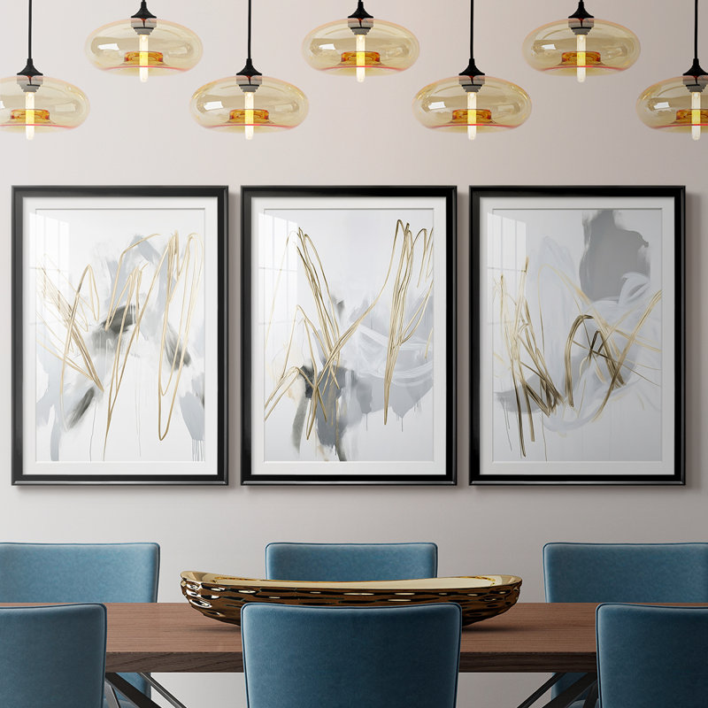 Série ABSTRACT DCCLxxIX - Impression sur mesure de qualité supérieure avec mat - 3 pièces, H 30 po x l 63 po, Noir