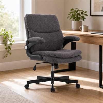 Fauteuil de bureau à assise croisée, dossier rabattable, coussin épais, gris, ergonomique, fauteuil d'étude
