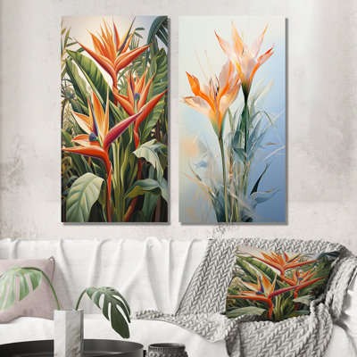 Birds Of Paradise Tropical Flowers I - Birds Of Paradise Canvas Wall Art Set Of 2