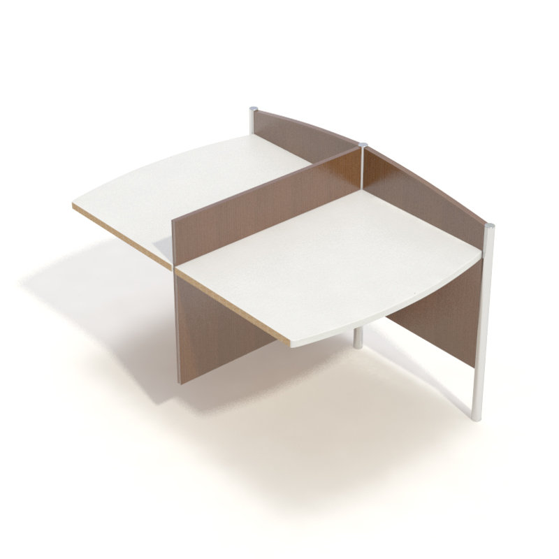 Poste de travail de table complémentaire 36,5 po Wave III, Nuage nébuleux, Chêne anglais, Rubis