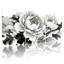 Tableau mural sur toile tendue, motif floral pivoine noire et blanche, style lavis d'encre (paquet de 3)-283103822