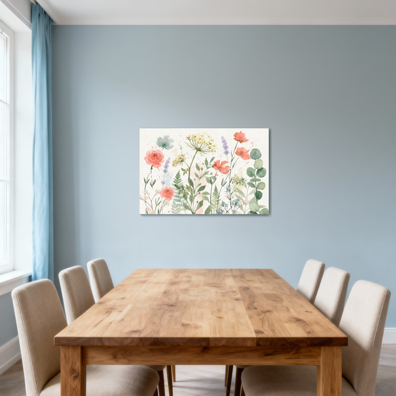 Plantes et fleurs, bouquet aquarelle floral avec des couleurs douces, H 12 po x l 18 po