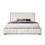 Grand lit en chenille et noyer beige Kaleea