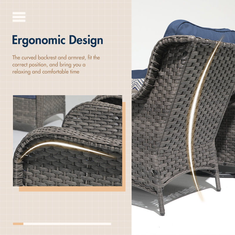 Outdoor Patio Chairs (Set of 2), Navy