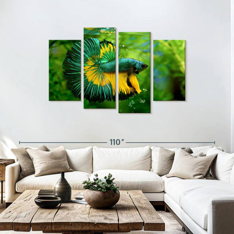 Brampt Green Yellow Betta Fish, 48" H x 75" W
