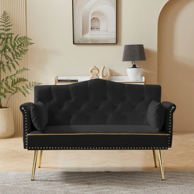 Canapé moderne à 2 places en velours avec un design capitonné et des pieds en métal durables pour le confort et le style