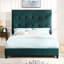 Lit plateforme tapissier grand en velours - charme de chambre à coucher