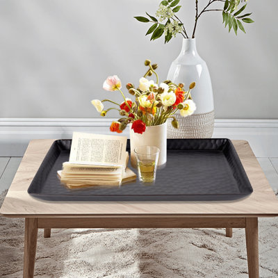 Elegant Hammered Rectangular Vanity Tray with Padded Bottom, Oil Rubbed Bronze Finish for Modern Decor