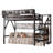 Full Size Metal Loft Bed with Stairs, LED Light, Wardrobe and Storage for Kids Teens Adults, Black-1785717670