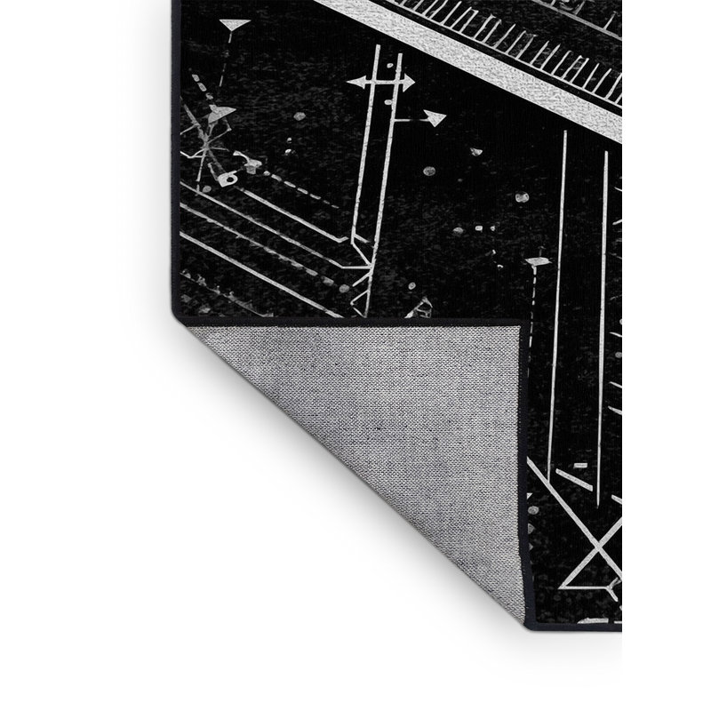 Machine Washable Pantelie Modern Geometric Rug in Black – Black Binding, 2 x 4