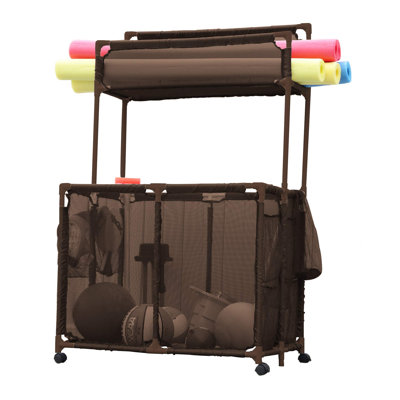 Pool Noodles Holder, Toys, Floats, Balls And Floats Equipment Mesh Rolling Double Decker Multi Use Storage Organizer Bin by Essentially Yours