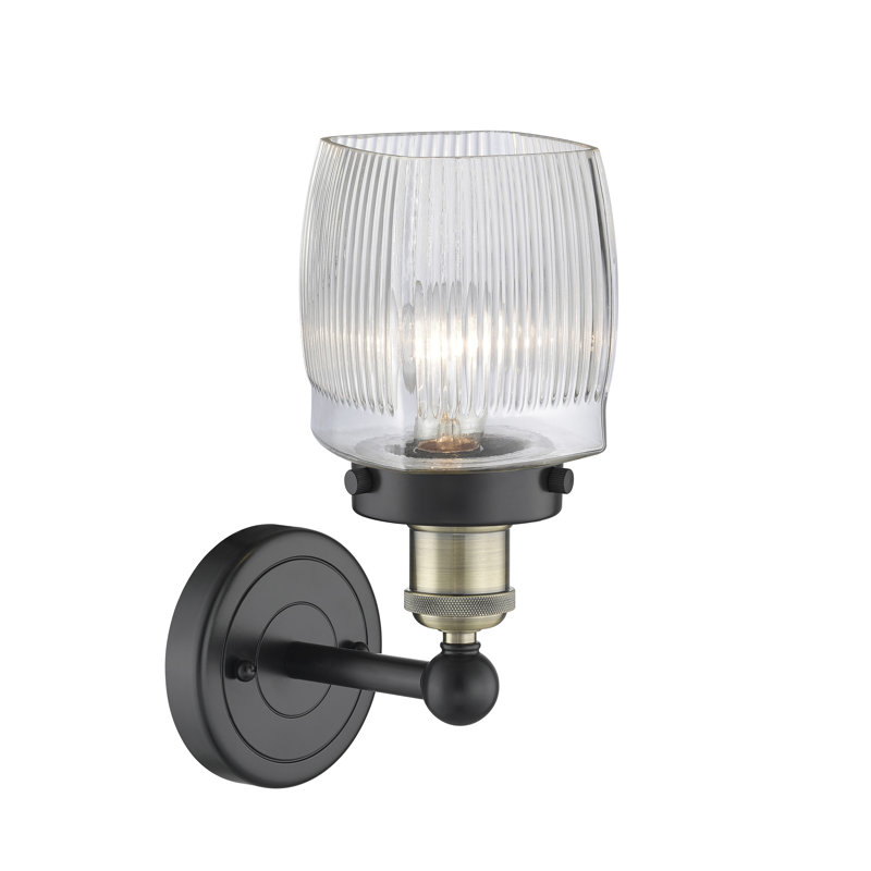 Keenan Steel Armed Sconce, Black Antique Brass