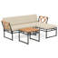 Ensemble de 3 meubles de patio en bois d'acacia en forme de L avec causeuse