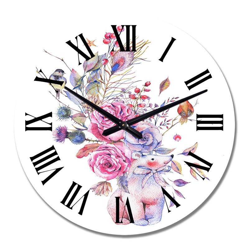 Horloge murale traditionnelle bleue et rose, Moyen