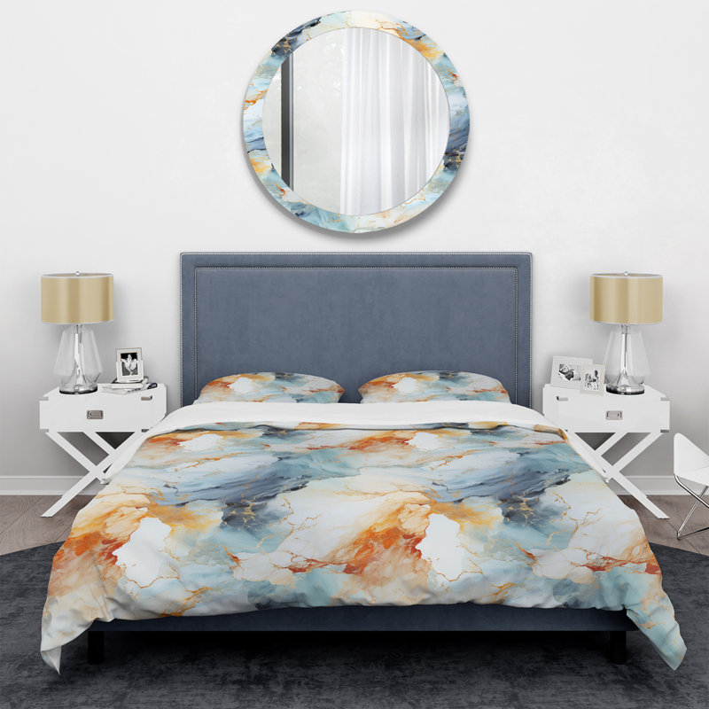 Ensemble de housse de couette en marbre Vintage Reverie, Housse de couette pour grand lit et 2 taies décor