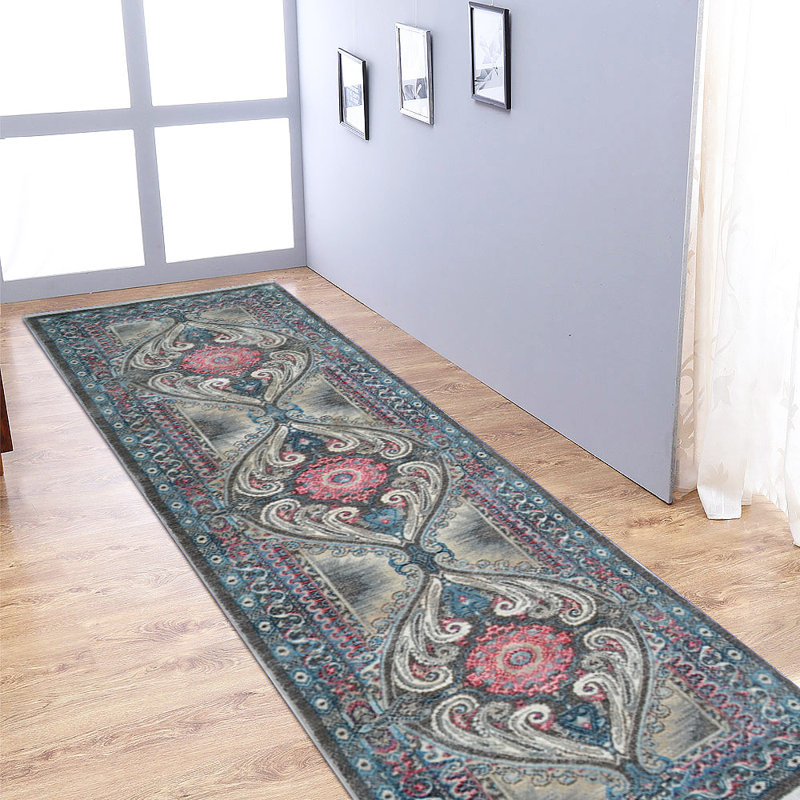 Beier Machine Made Polyester Area Rugs - Runner, Brown Gray Color, Oriental Design, Low Pile Machine Made Area Rugs for Living Room, Bed Room