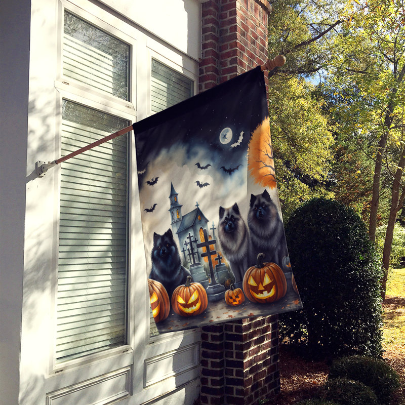 Drapeau de la maison d'Halloween Keeshond Spooky