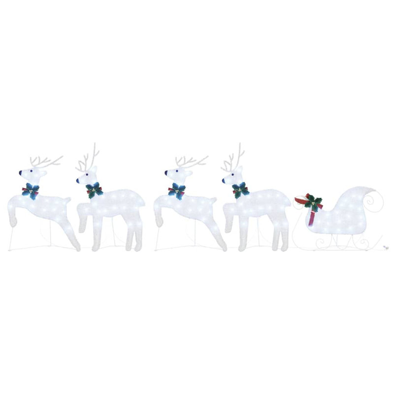 vidaXL LED Reindeers Fabric, Silver