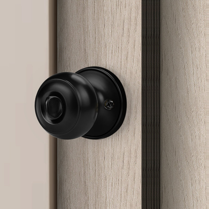 Privacy Door Knobs with Round Rosette, Black, Single Dummy
