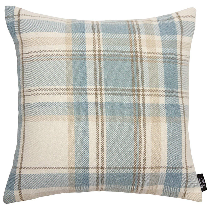 Griggs Plaid Square Cushion, Duck Egg Blue, 60 x 60cm