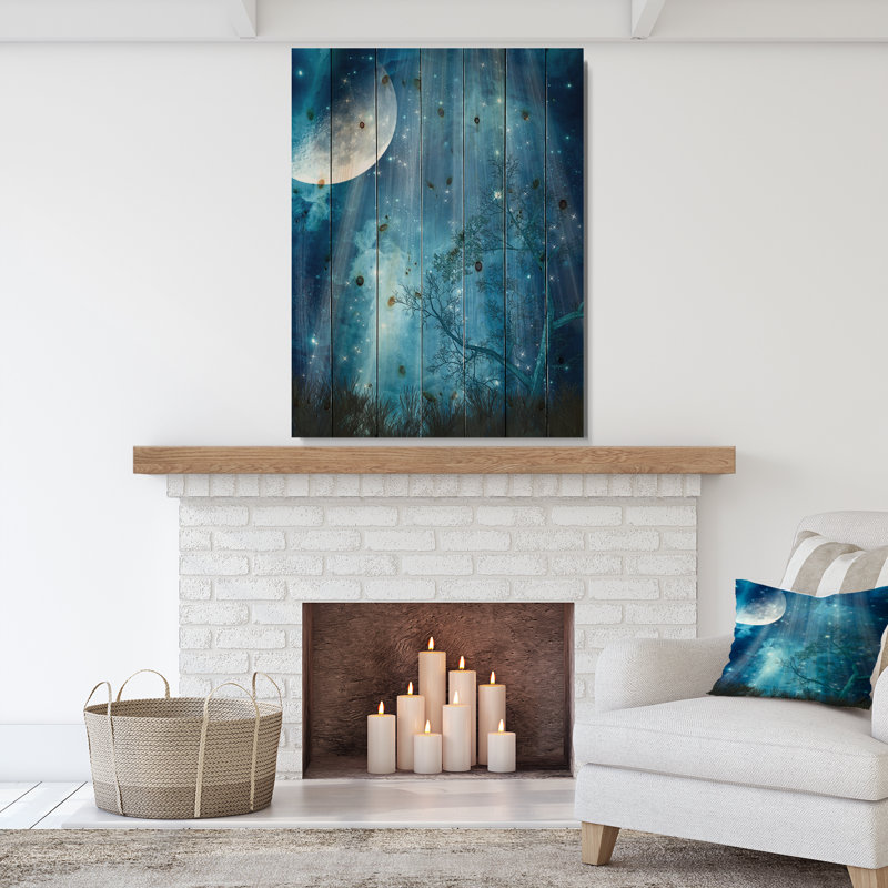 «Big Moon in Blue Forest», impression, H 40 po x l 30 po x P 1,5 po, Bois