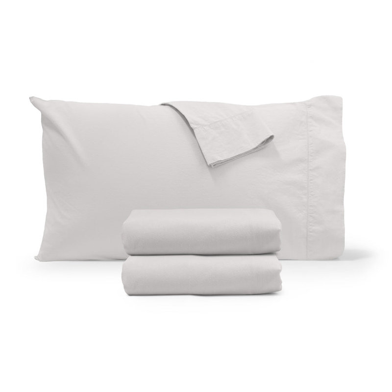 Twin White Cotton Percale Sheet Set