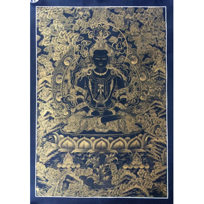 Kalo Sunaulo (Golden Black) Aprarmita/Amitayus Thangka (Brocadeless Thangka)