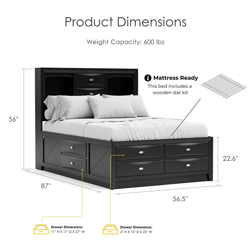Urbanek Bed, Noir, Lit double