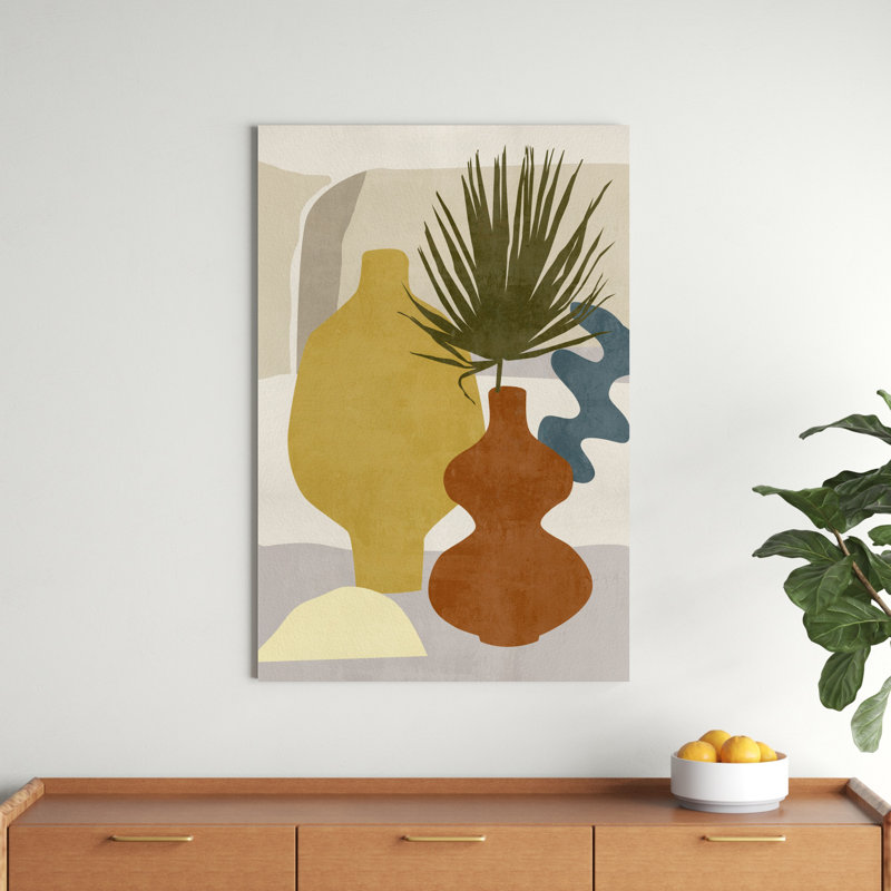 Vases décorés II, H 18 po x l 12 po, Toile avec cadre, Érable