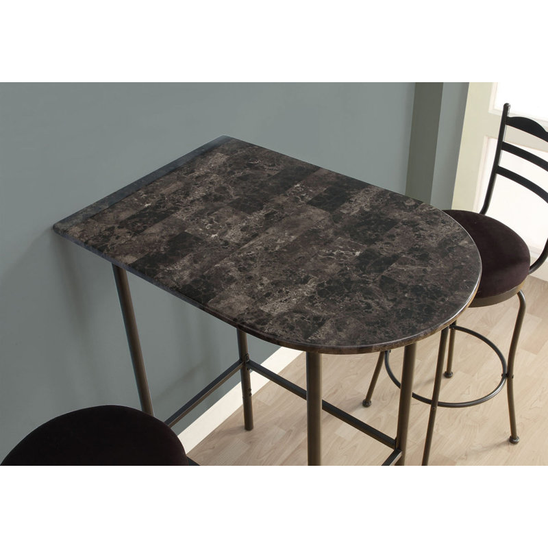 Carland Home Bar, Bar Table, Bar Height, Pub, 36" Rectangular, Small, Kitchen, Metal, Brown Marble Look