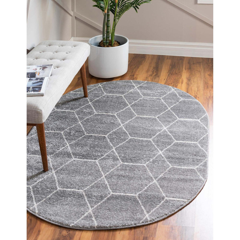 Debrodie Geometric Area Rug, Oval 5'3" x 8', Yellow
