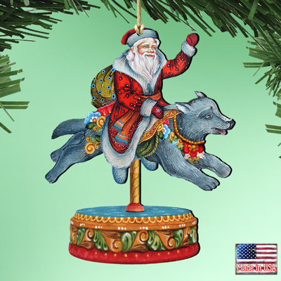 5.5'' Handmade Wood Animals Holiday Shaped Ornament