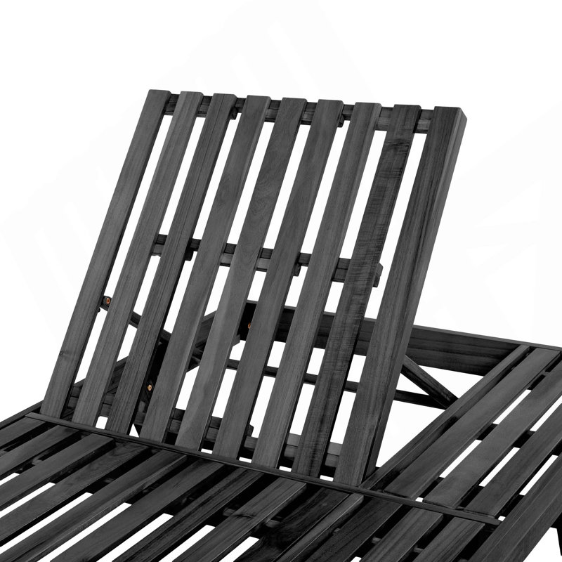 Méridienne de patio pliable en bois d'acacia 2/3 avec dossier réglable et surface de rangement plate pour la cour, la piscine et le jardin (sans coussins)