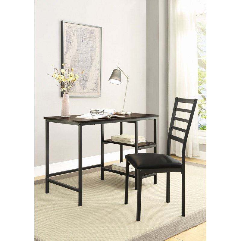 Ensemble de bureau d'écriture 2 pièces avec fauteuil et revêtement en similicuir de style industriel