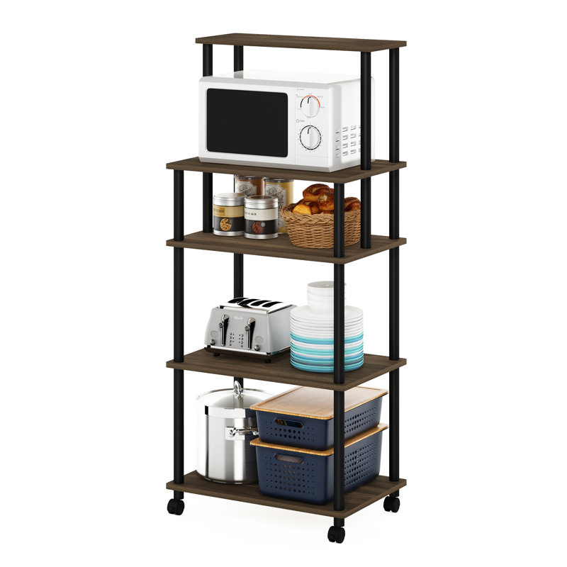 Romie Wood Kitchen Cart, Walnut/Black