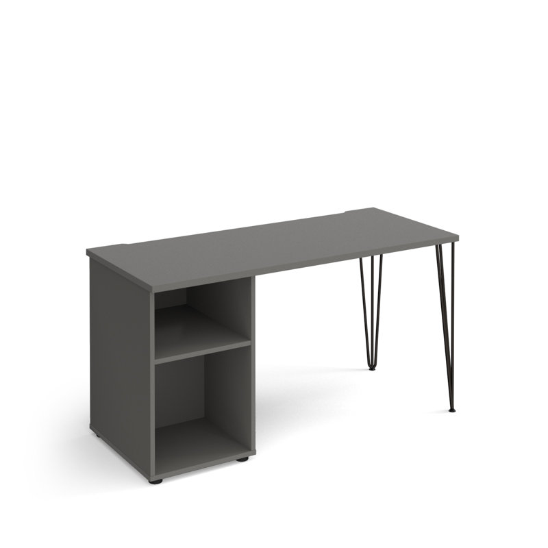 Angielina Metal Base Computer Desk, Onyx Grey