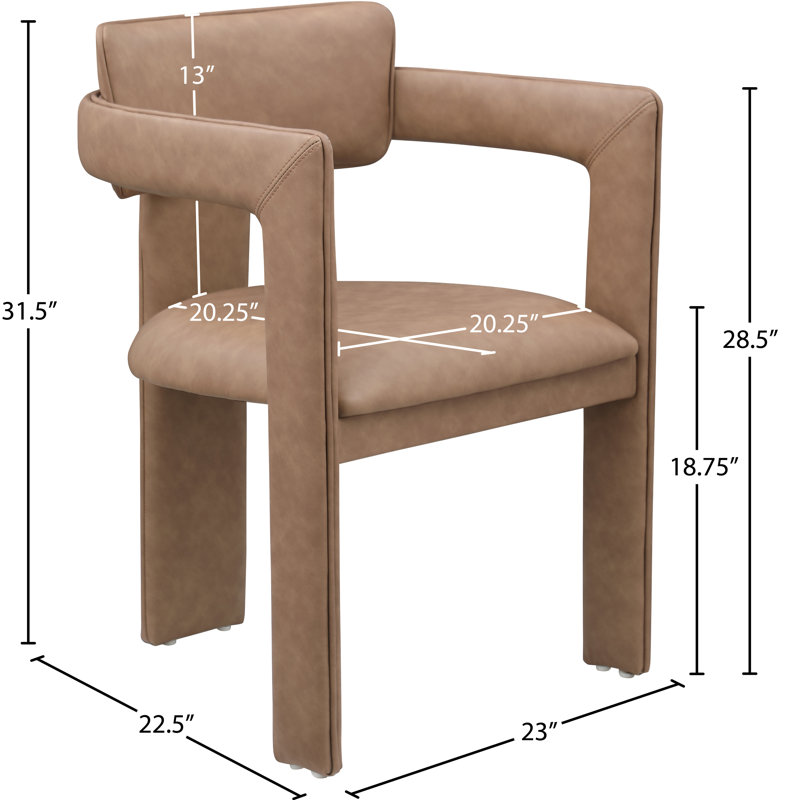Exilda Vegan Leather Dining Chair, Brown Vegan Leather