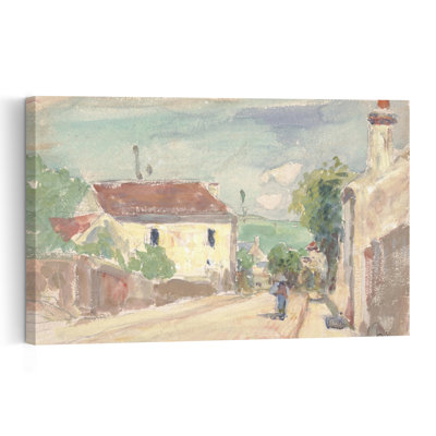The Rue De Lhermitage, Pontoise, 1873-75 Abstract Contemporary Architecture Wall Art Print by Camille Pissarro - 1 Piece Wrapped Canvas Wall Art