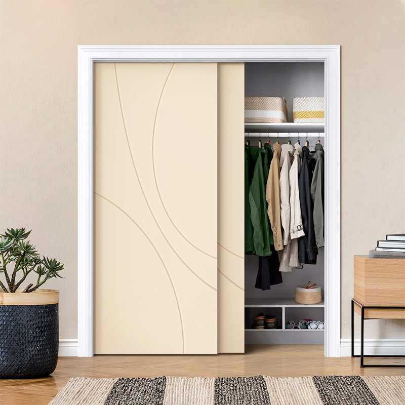 Portes de placard coulissantes à panneaux, 72 po x 80 po, Beige
