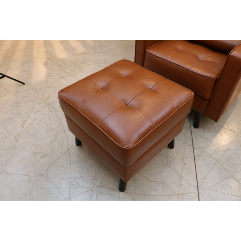 Repose-pieds carré en cuir véritable 21 po Outen