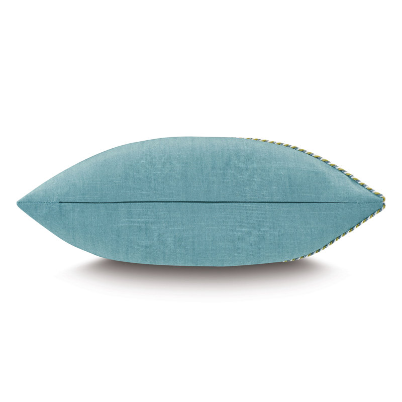 Coussin en coton Kona, Mer Nadi / blanc Baldwin, Carré 22 po